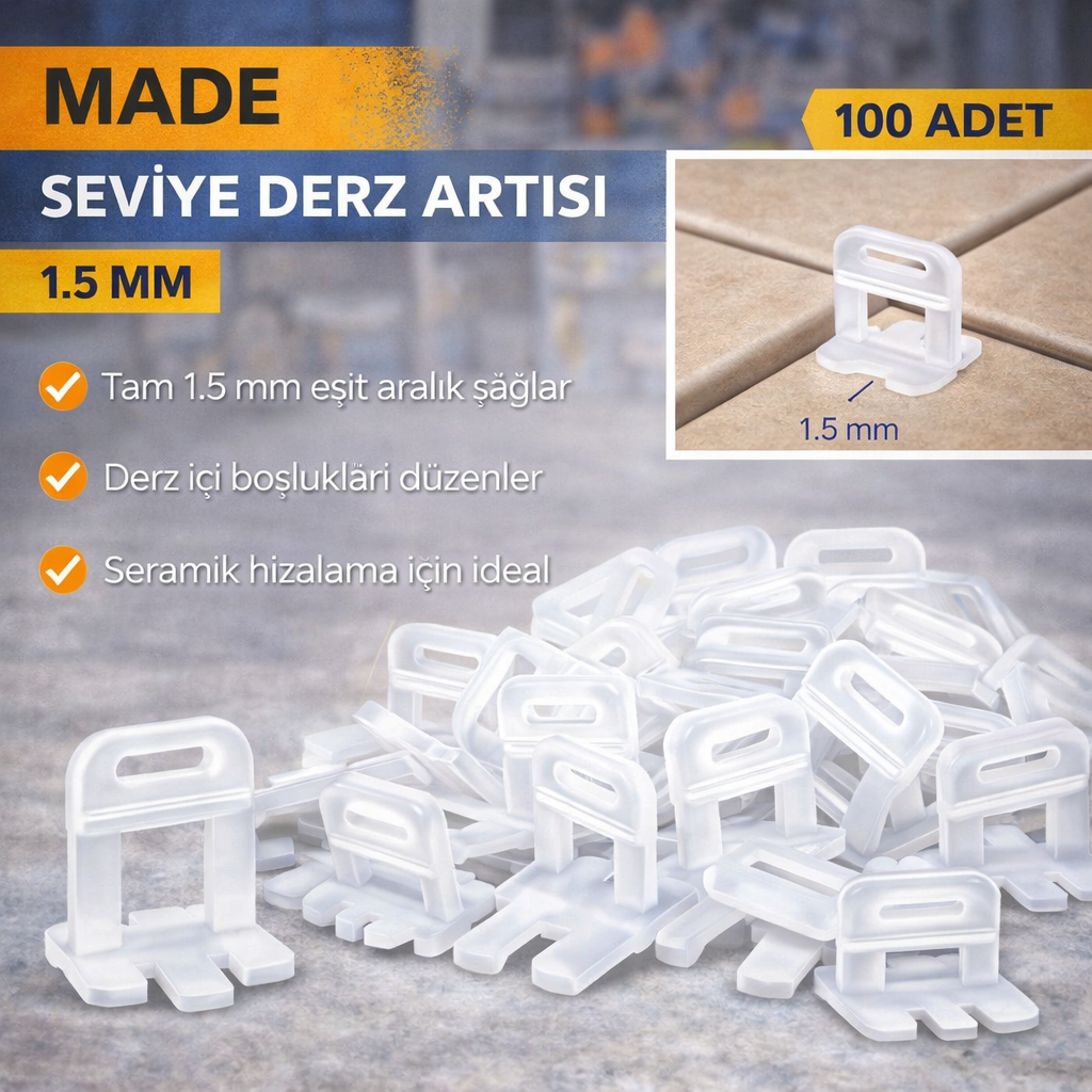 Made Seviye Derz Artisi 1,5 Mm 100 Adet