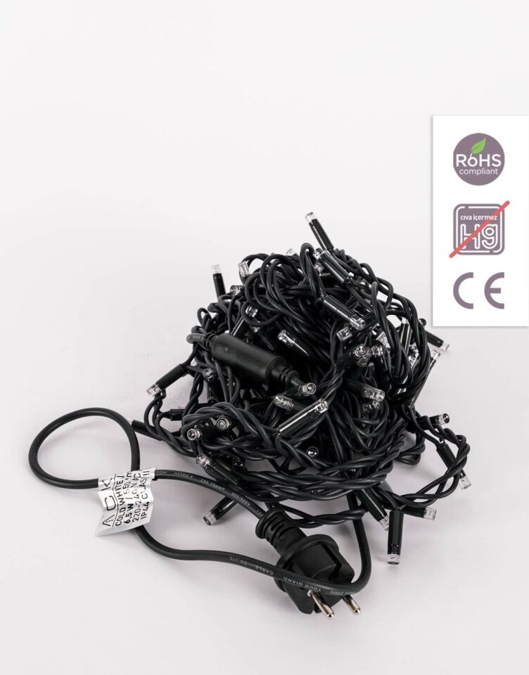 ACK 10Mt 100Led 6500K 220V Lüks Serı Eklenebılır Led Yesıl Kablo AS90-01003