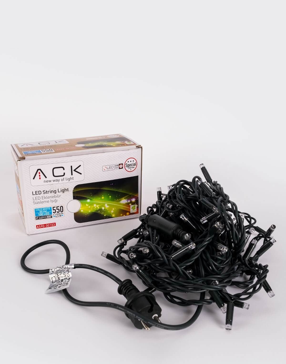 ACK 10Mt 100Led 6500K 220V Lüks Serı Eklenebılır Led Yesıl Kablo AS90-01003 en uygun fiyatlı satıcı