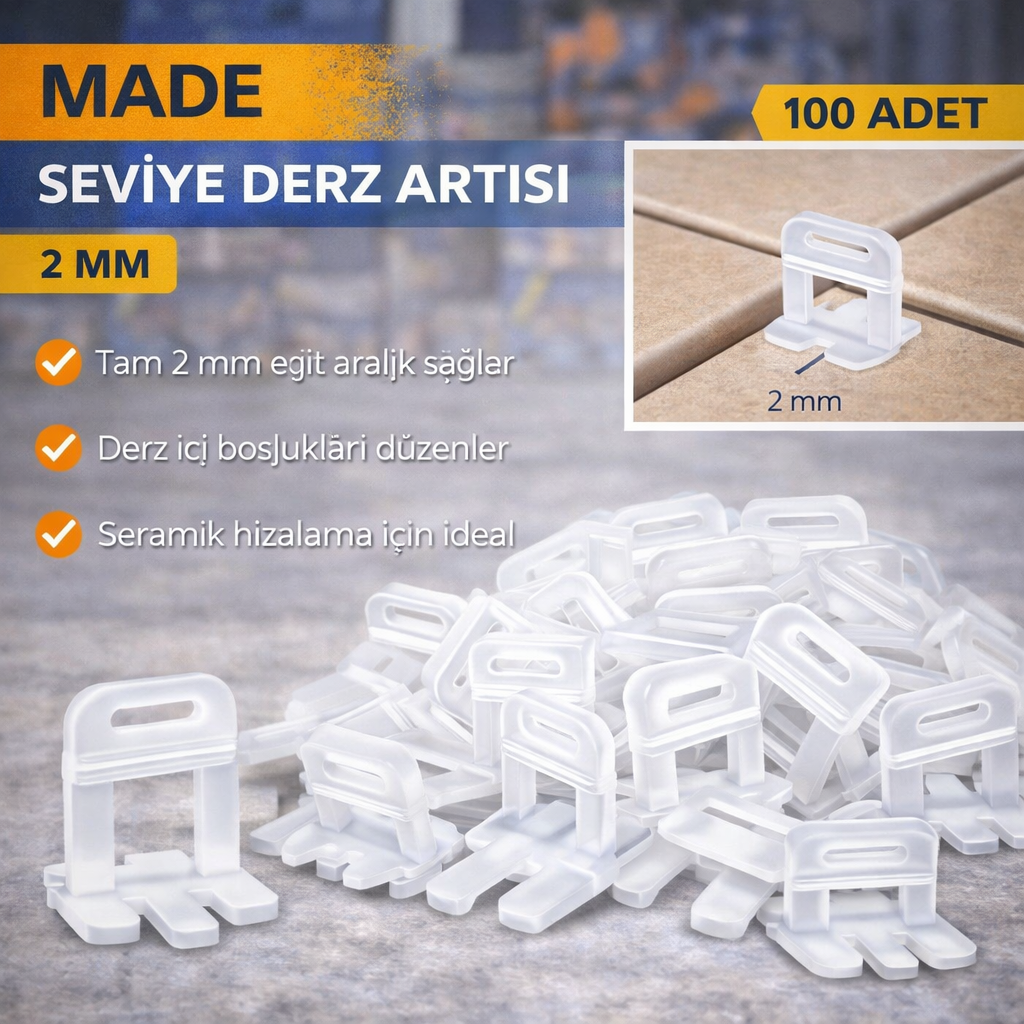 Made Seviye Derz Artisi 2 Mm 100 Adet