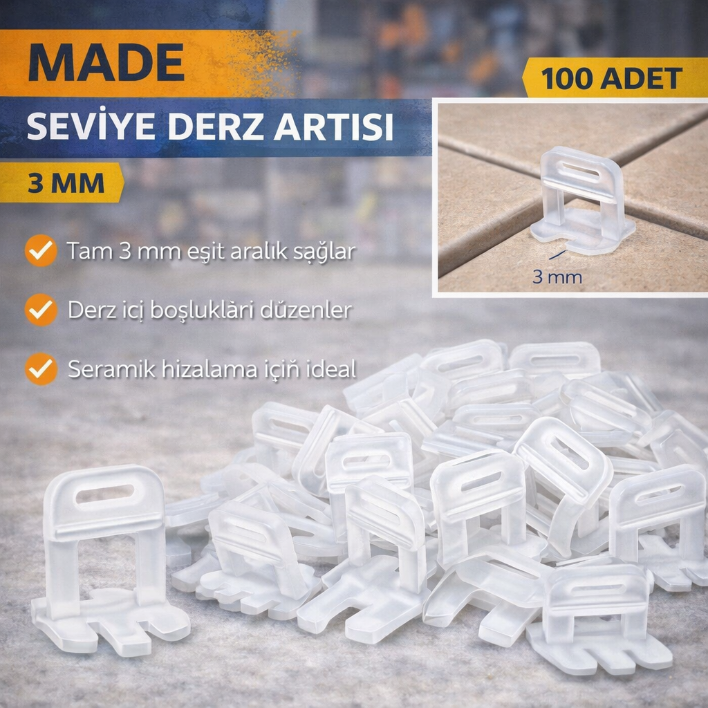 Made Seviye Derz Artisi 3 Mm 100 Adet