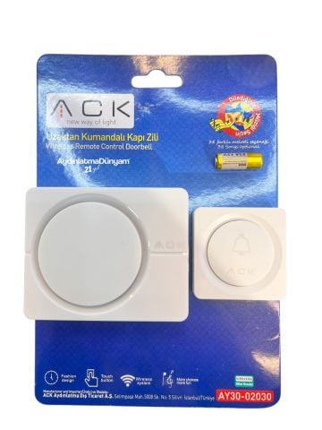 ACK 32 Melodili Uzaktan Kumandali Zil Beyaz
