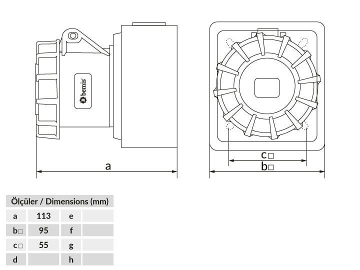 Bemis  2/16A. Duvar Priz IP67 BC1-1102-7510