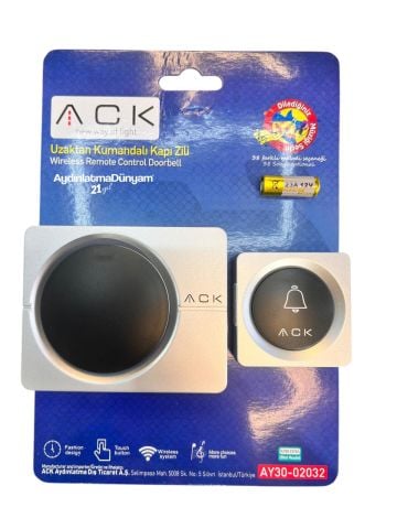 ACK 32 Melodili Uzaktan Kumandali Zil Gri/Siyah