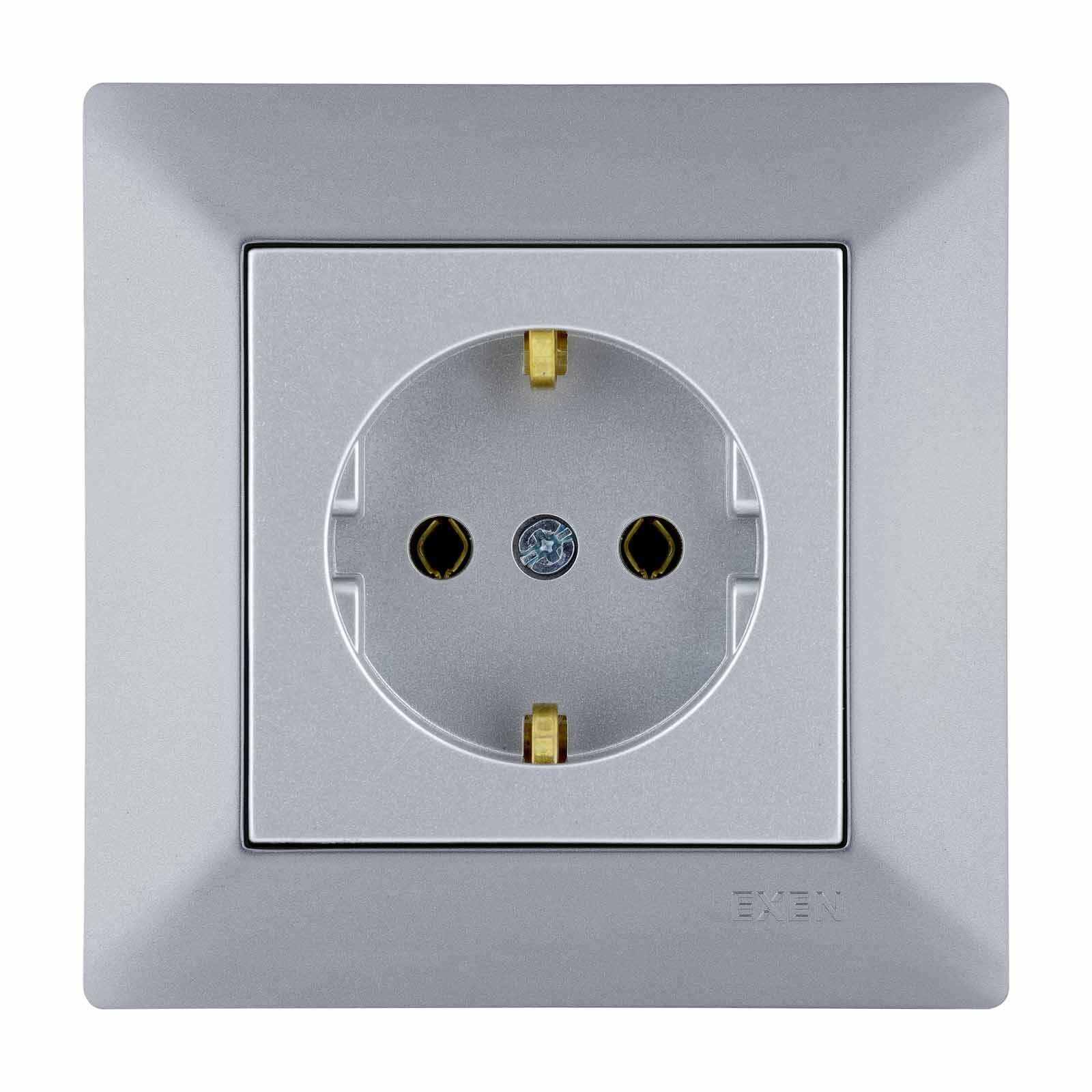 Exen Odak Gümüs Toprakli Priz Komple Takim