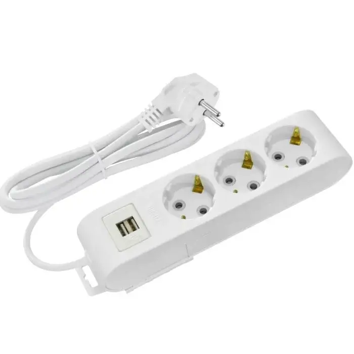 Horoz 210-005-304 DECO 3 LÜ  USB'LI BEYAZ 5M (3*1)