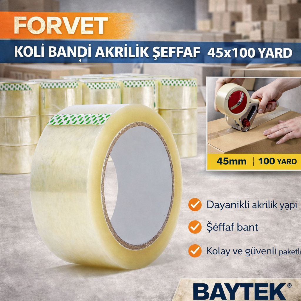 Forvet Koli Bandi Akrilik  Seffaf 45 X100 Yrd