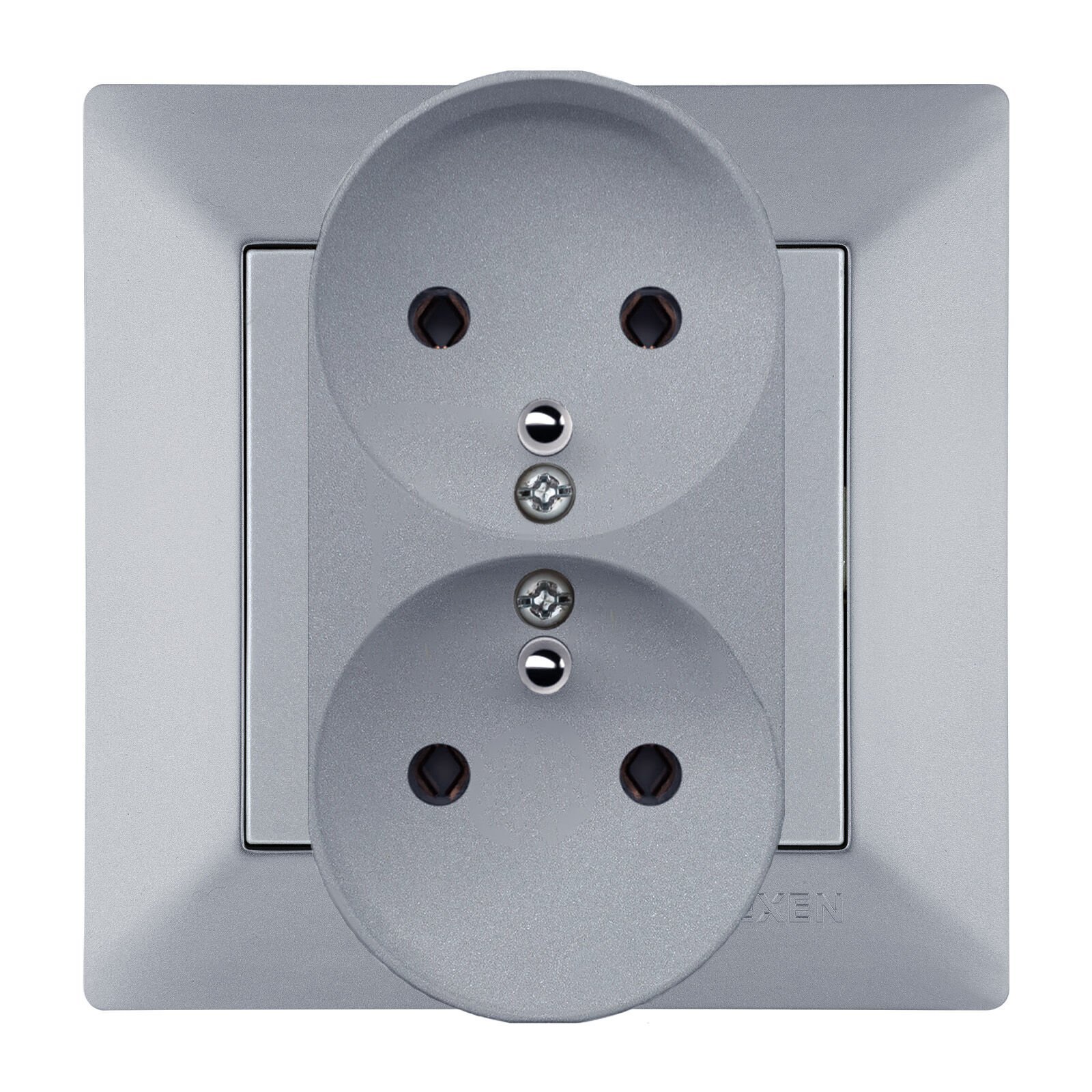 Exen Odak Gümüs Ikili Çocuk Korumali Ups Toprakli Priz (Tekli Çerçeve) Komple Takim