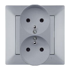 Exen Odak Gümüs Ikili Çocuk Korumali Ups Toprakli Priz (Tekli Çerçeve) Komple Takim