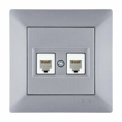 Exen Odak Gümüs Ikili Nümeris Telefon Prizi (2Xrj45 Cat3) Komple Takim