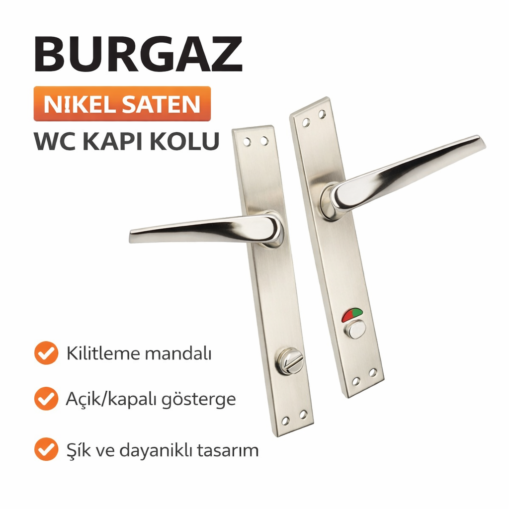 Burgaz Nikel Saten Wc Kapi Kolu