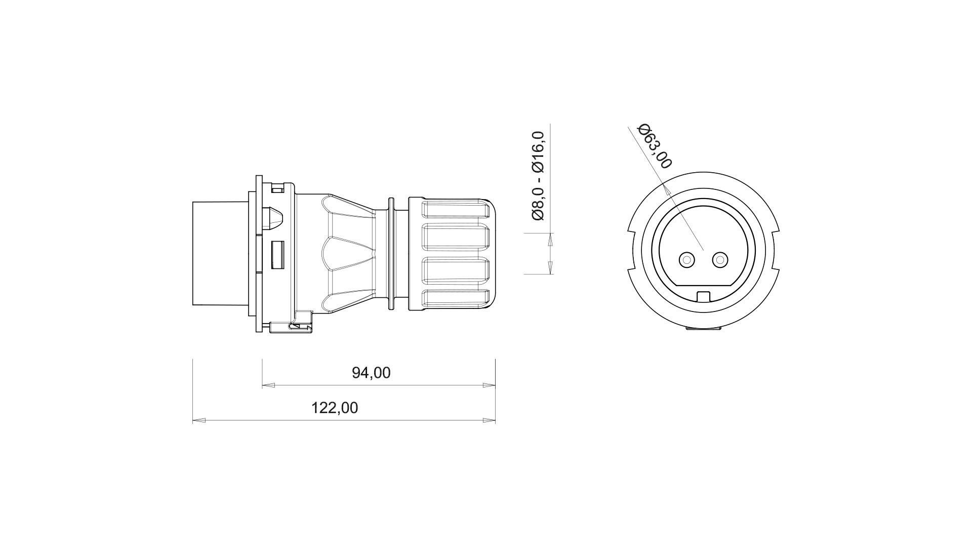 Bemis  2/32A. Düz Fiş IP44 BC1-3102-2011