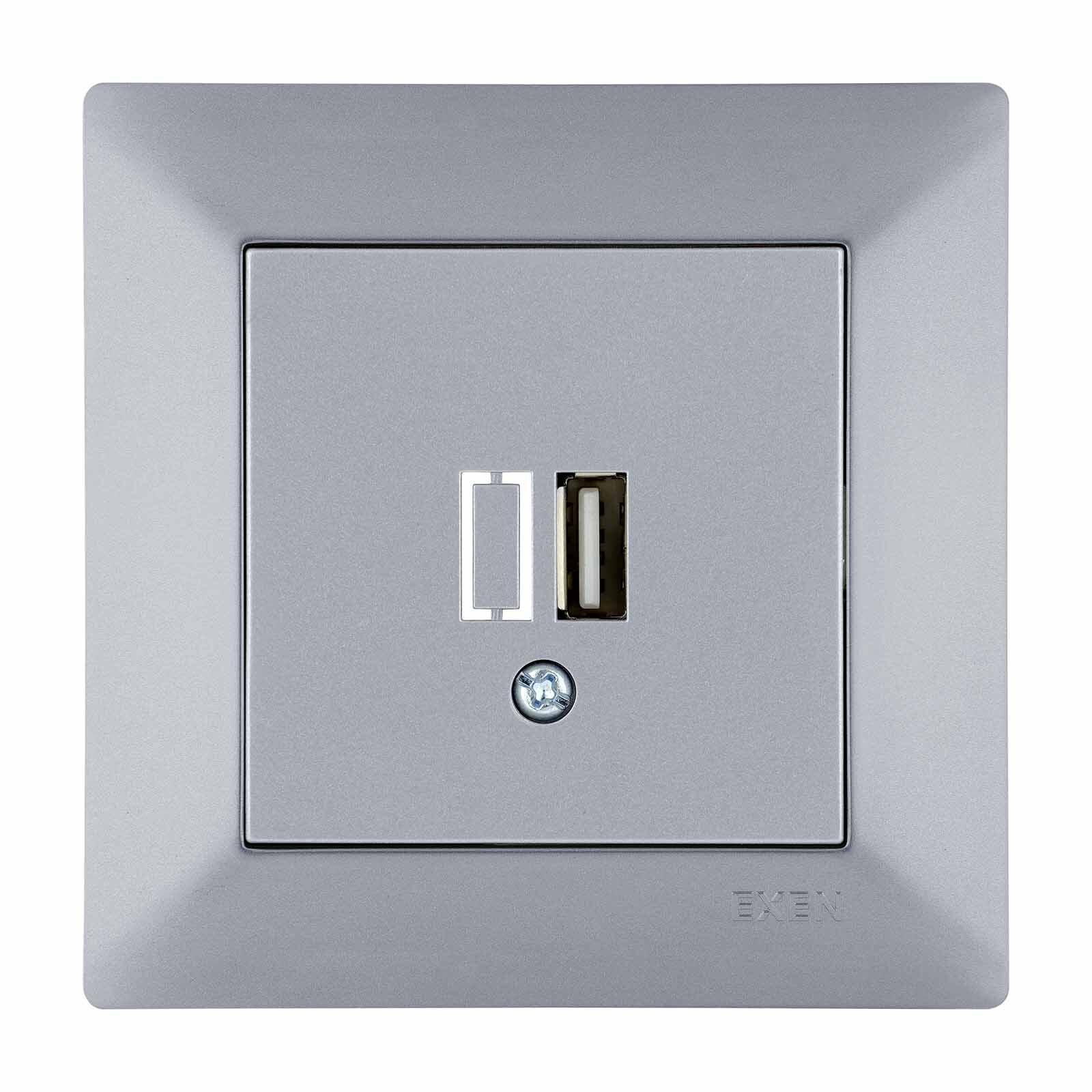 Exen Odak Gümüs Usb Sarj Prizi Komple Takim