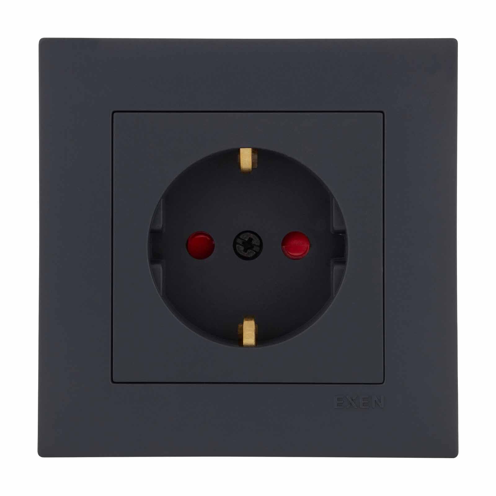 Exen Karell Füme Çocuk Korumali Toprakli Priz Komple Takim