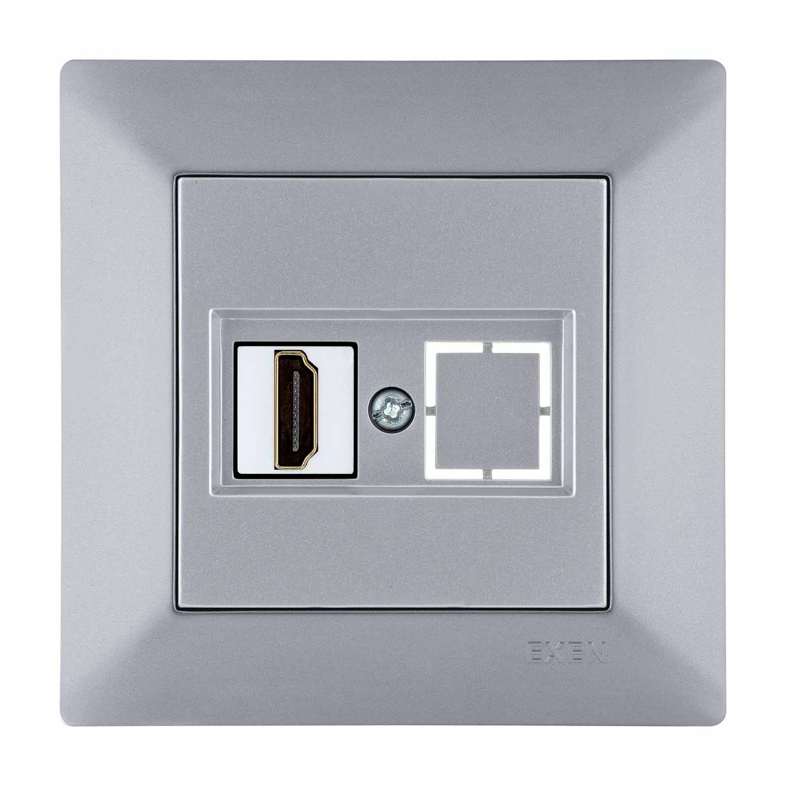 Exen Odak Gümüs Hdmi Priz Jakli Komple Takim