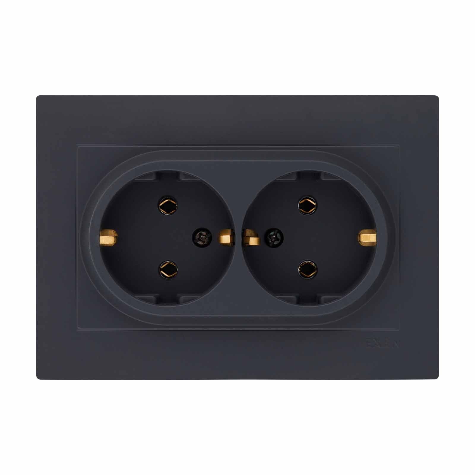 Exen Karell Füme Ikili Toprakli Priz Komple Takim