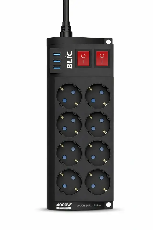 Strip Power Termal Akim Korumali 8Li Usbli Priz