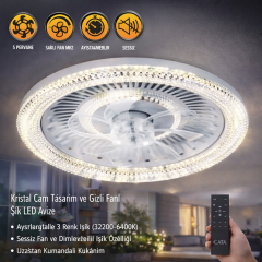 CATA CT-3012 Kristal Tavan Vantilatörü 6400K 4000K 3200K Kumandali