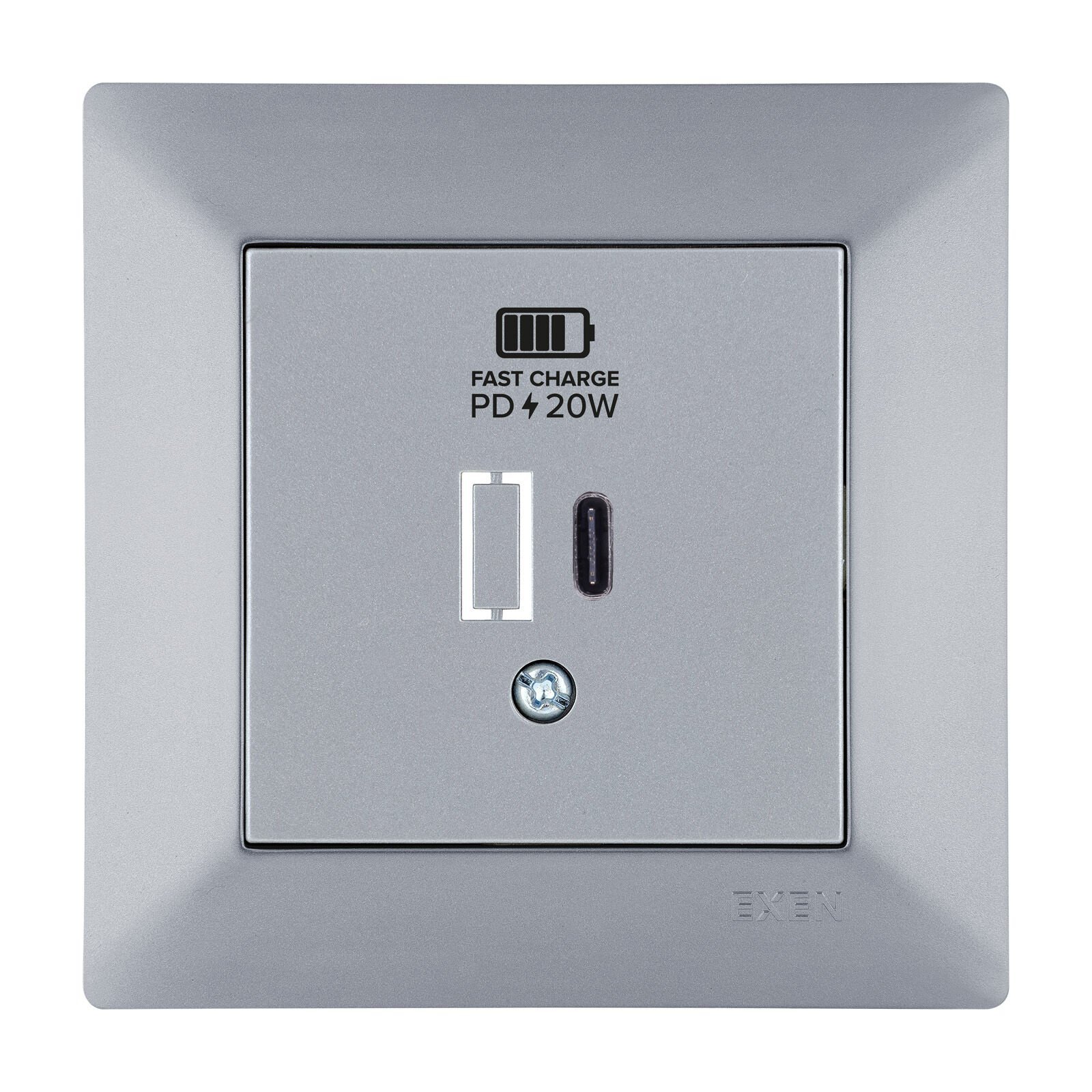 Exen Odak Gümüs Usb Sarj Prizi Type-C  Komple Takim