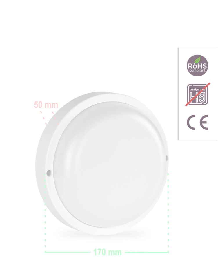 ACK 12W Beyaz 3000K Ip54 S.Ü. Led Tavan Armatürü AT10-01200