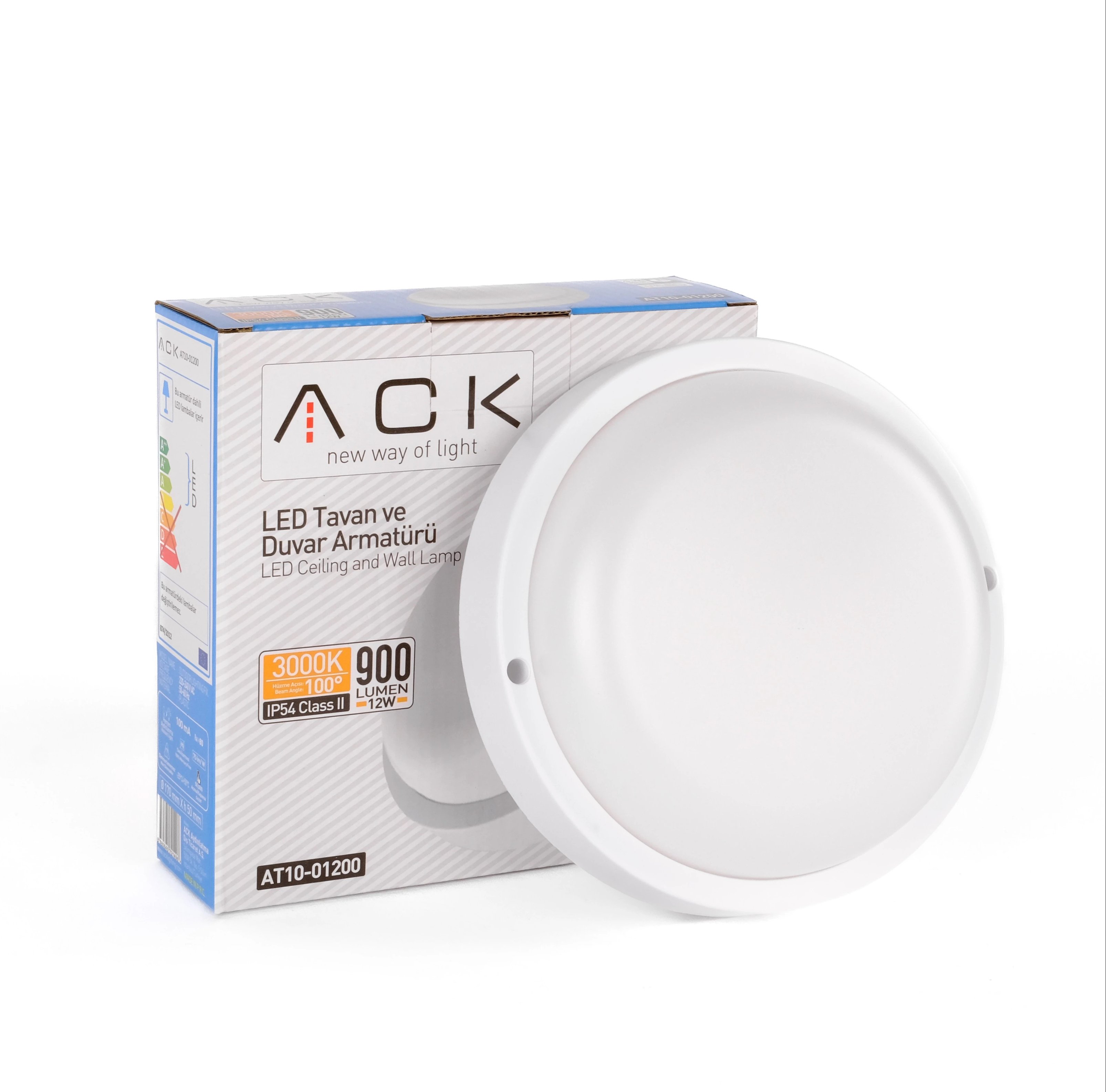 ACK 12W Beyaz 3000K Ip54 S.Ü. Led Tavan Armatürü AT10-01200 en uygun fiyatlı satıcı