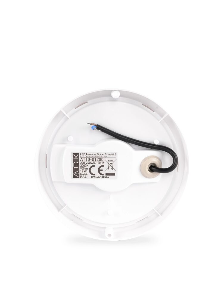ACK 12W Beyaz 3000K Ip54 S.Ü. Led Tavan Armatürü AT10-01200