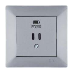 Exen Odak Gümüs 2X Usb Sarj Prizi Type-C Komple Takim