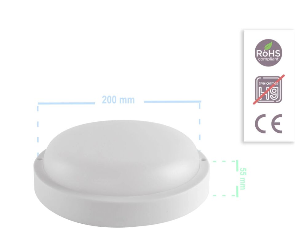 ACK 18W Beyaz 3000K Ip54 S.Ü. Led Tavan Armatürü AT10-01800