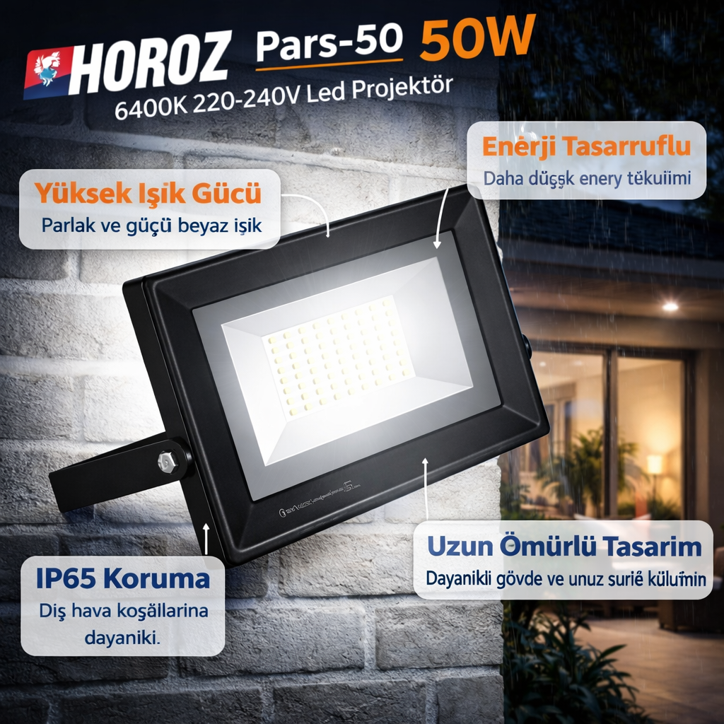 Horoz 068-008-0050 Pars-50 50W 6400K 220-240V Led Projektör
