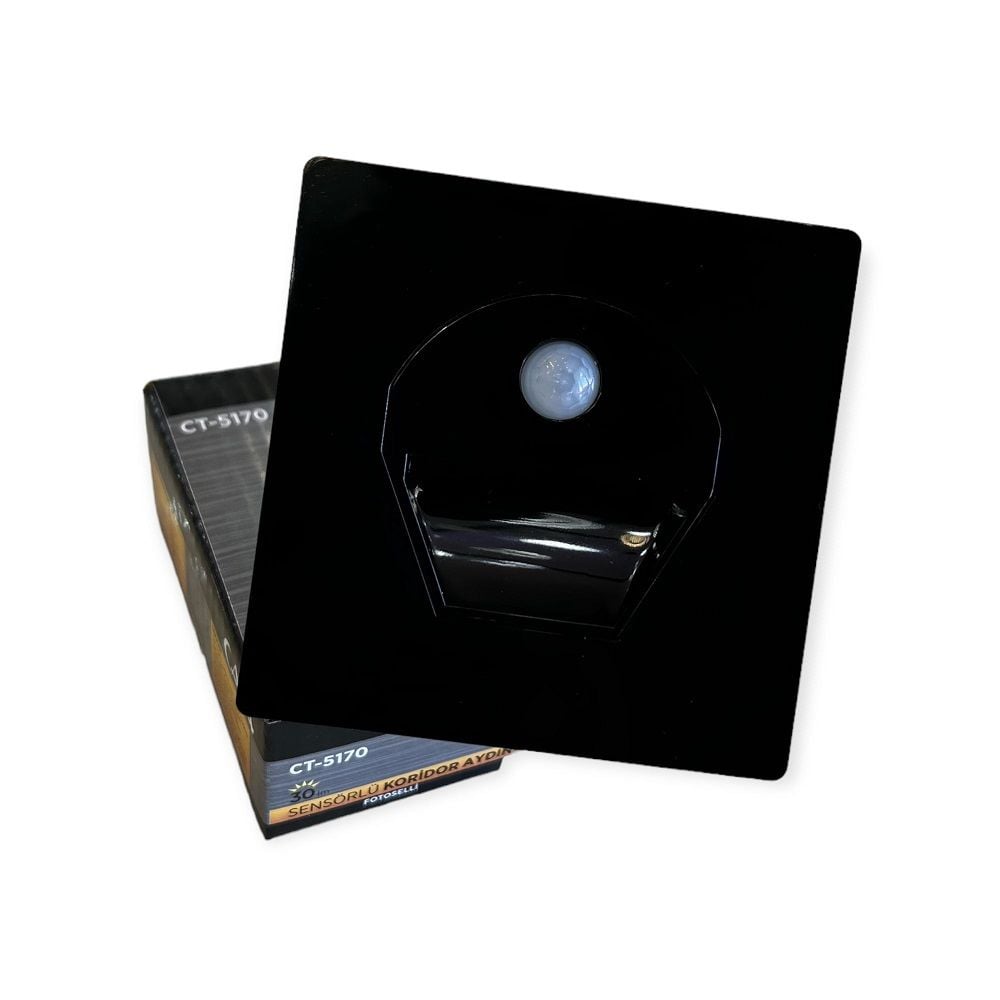 Cata 1W Sensörlü Fotoselli Koridor Led Aydınlatma CT-5170 Beyaz Işık Siyah