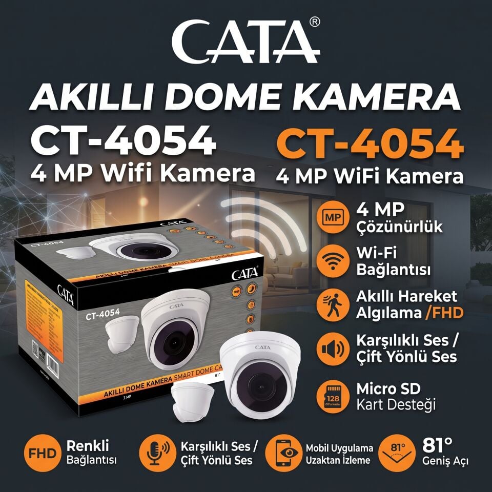 CATA CT-4054 Akilli Dome Kamera 4 Mp Wifi Kamera