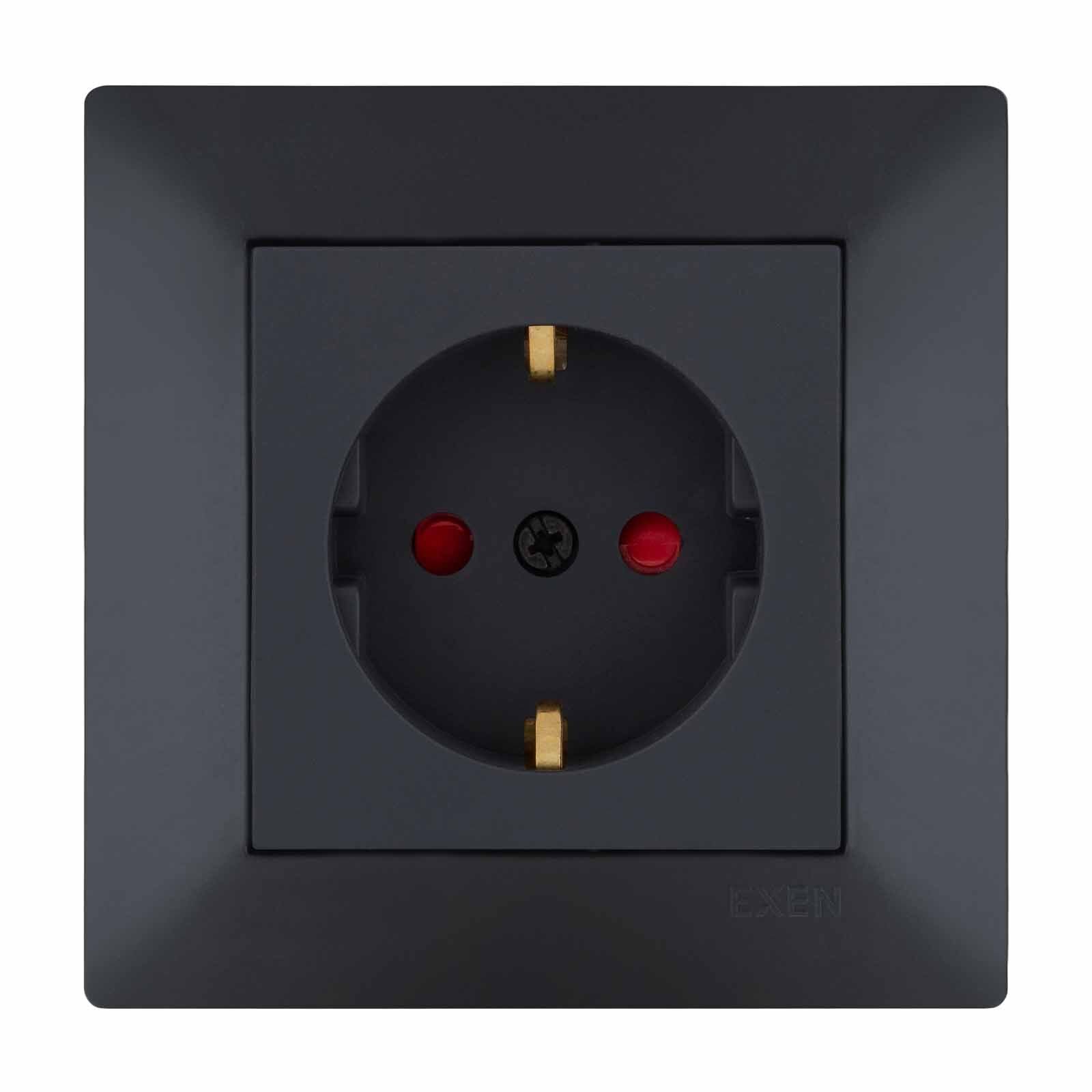 Exen Odak Füme Çocuk Korumali Toprakli Priz Komple Takim