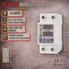 CATA CT-9198 Akilli Voltaj Akim Koruyucu Monofaze 63 Amper