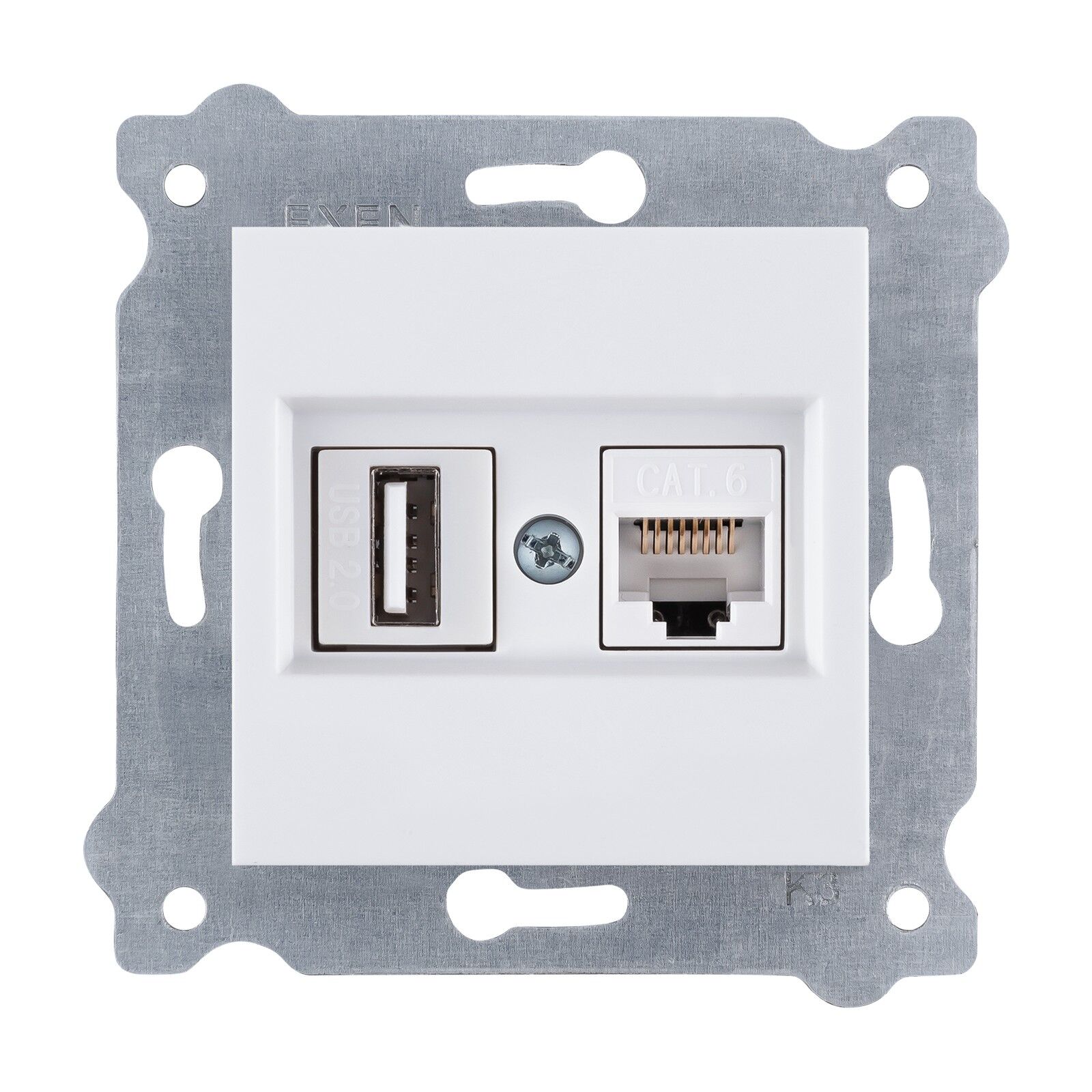 Exen Beyaz Modül+Kapak  Data+Usb Prizi Jakli (Sarj Edemez)