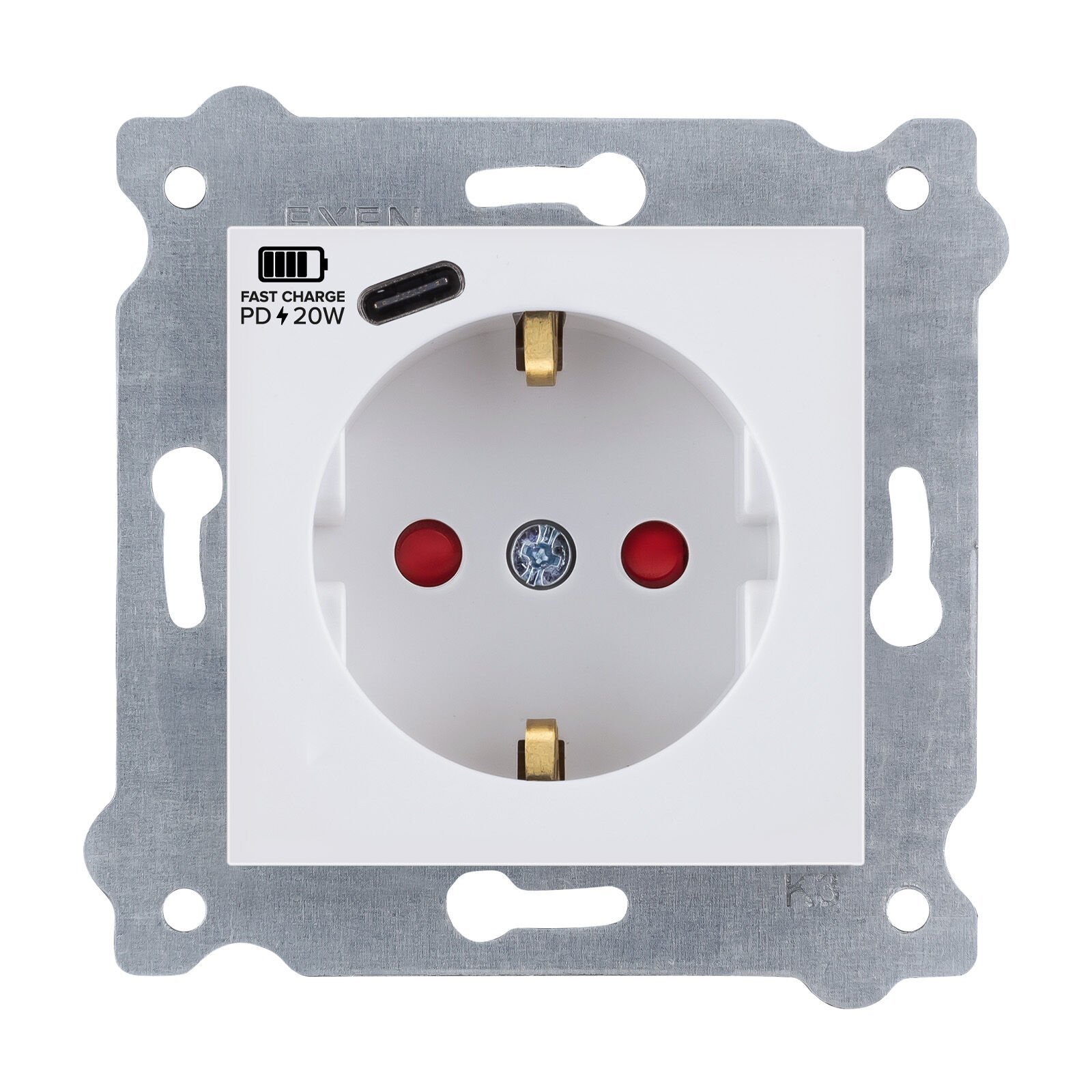 Exen Beyaz Modül+Kapak  Toprakli Priz + Type-C