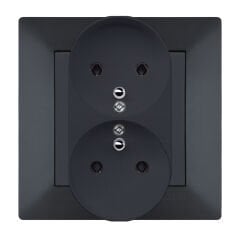 Exen Odak Füme Ikili Çocuk Korumali Ups Toprakli Priz (Tekli Çerçeve) Komple Takim