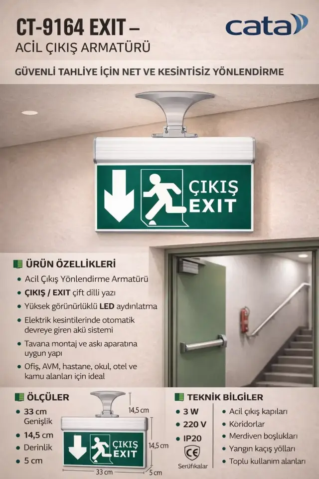 CATA CT-9164 Exit-Çikis  3W  Asagi Ok