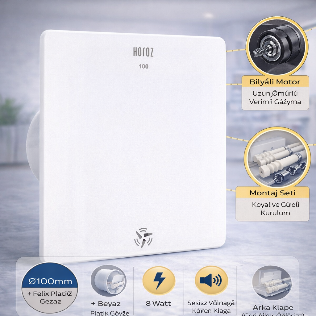 Horoz 500-100-100 Plastik Fan Felix 100Ø Beyaz