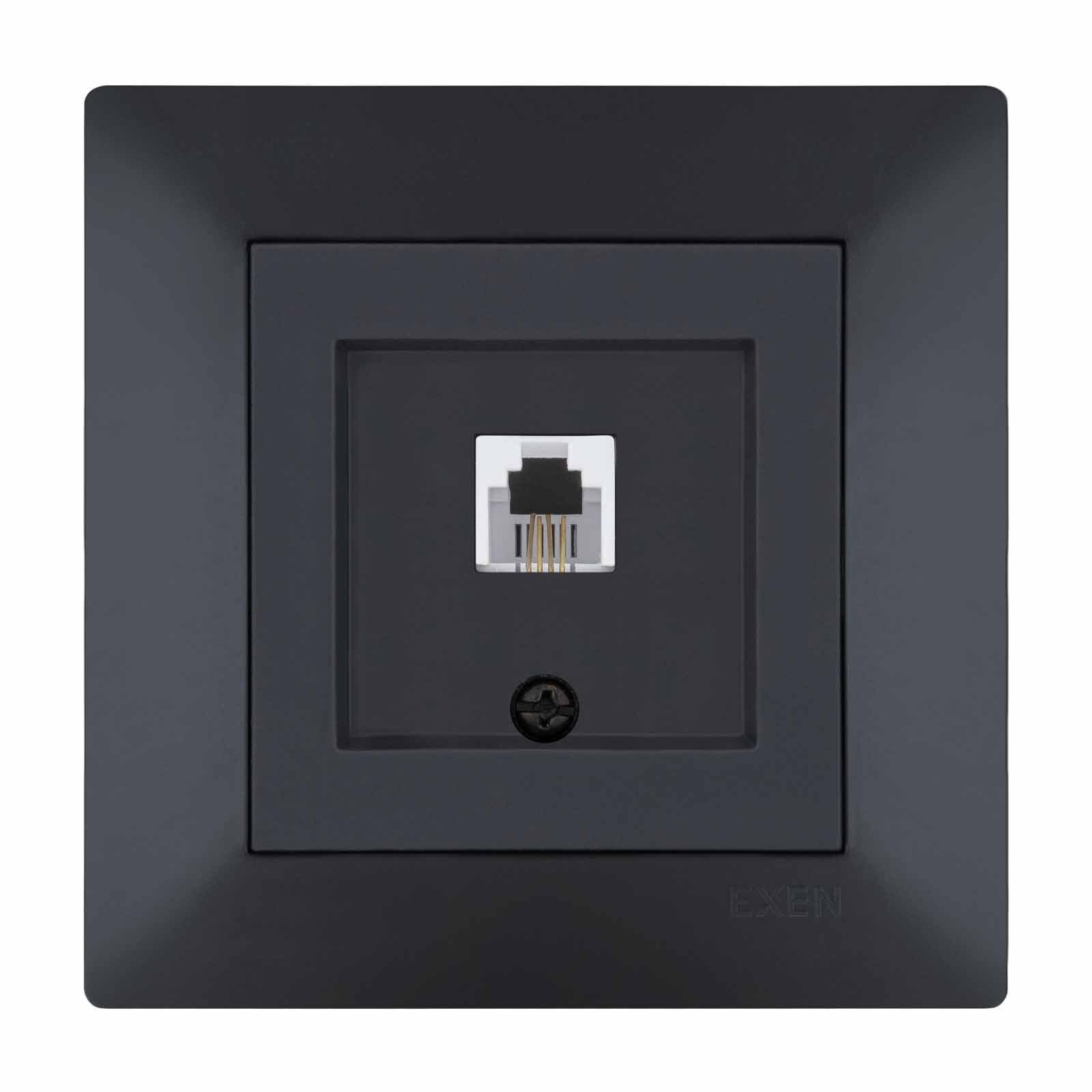 Exen Odak Füme Nümeris Telefon Prizi (Rj11 Kablolu) Komple Takim