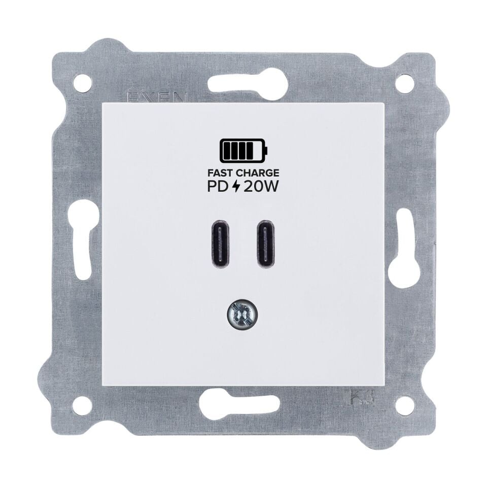 Exen Beyaz Modül+Kapak  2X Usb Sarj Prizi Type-C
