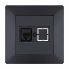 Exen Odak Füme Nümeris Telefon Prizi (Cat3 Kablosuz) Komple Takim