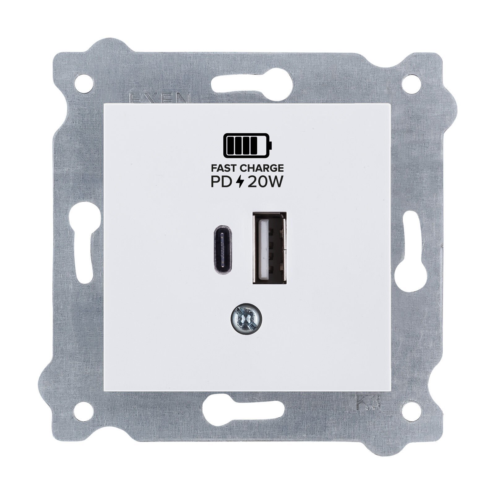 Exen Beyaz Modül+Kapak  2X Usb Sarj Prizi Type-C + Type-A