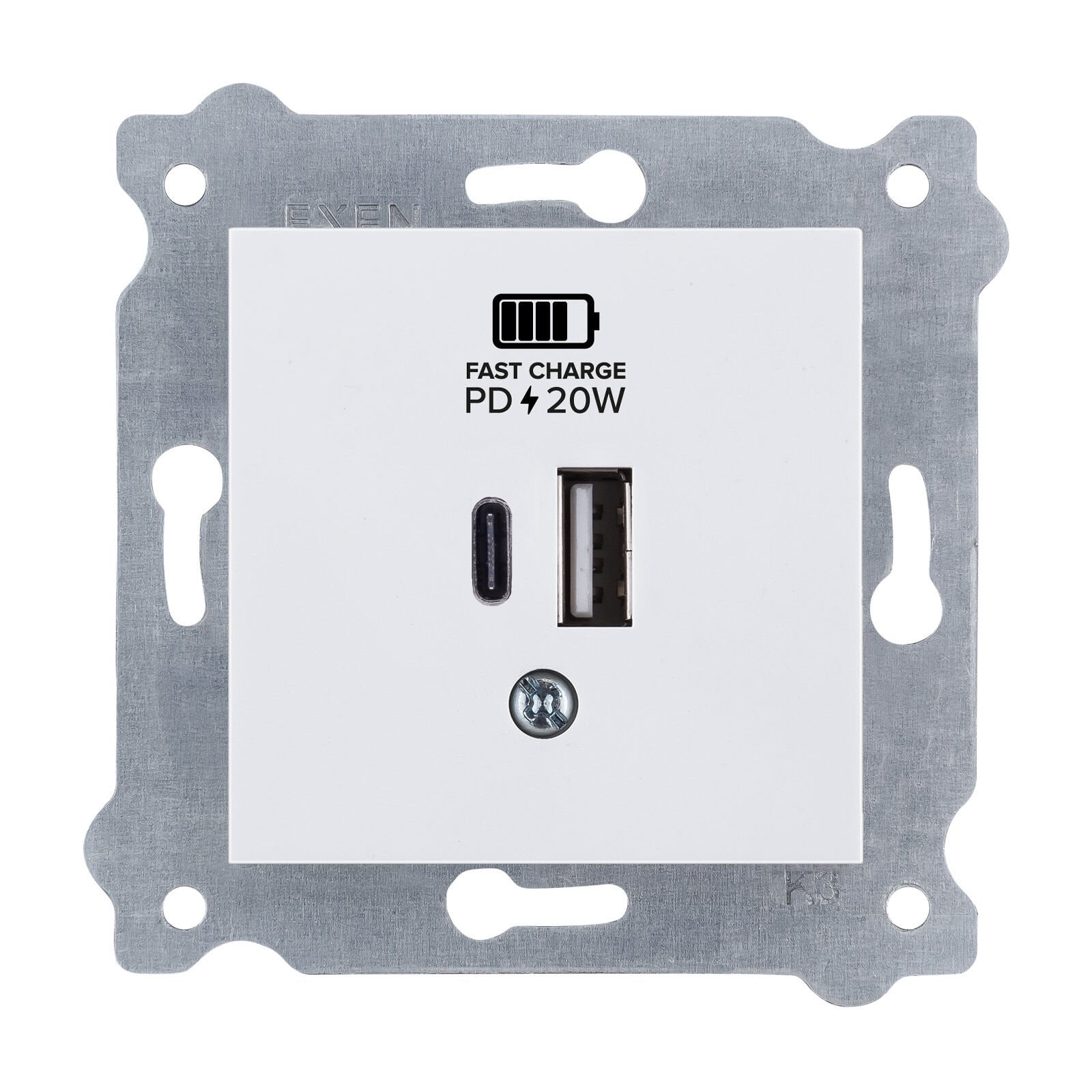 Exen Beyaz Modül+Kapak  2X Usb Sarj Prizi Type-C + Type-A