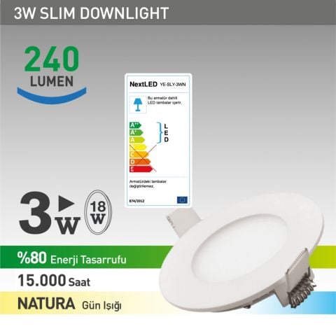 Next-NextStar 3W-Sly Natural Led Slım Armatur