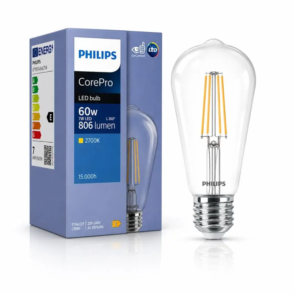 Philips ST64 Ampul CorePro Led 60W 2700K E27 Duy