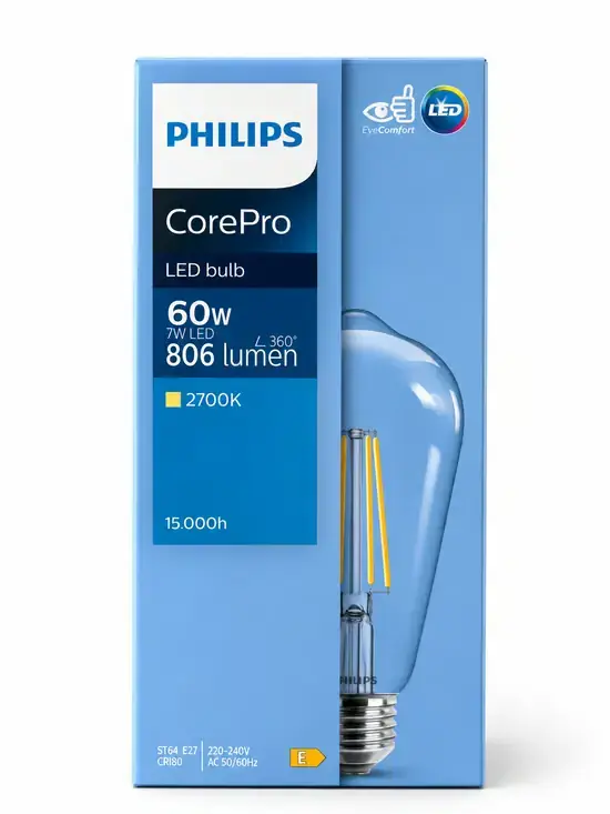 Philips ST64 Ampul CorePro Led 60W 2700K E27 Duy