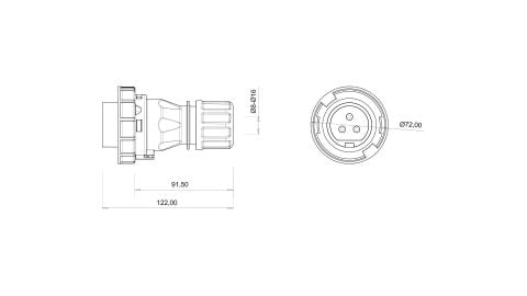 Bemis  3/32A. Düz Fiş IP67 BC1-3103-7011