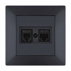 Exen Odak Füme Data Cat6 + Nümeris Telefon Prizi Cat3 Komple Takim