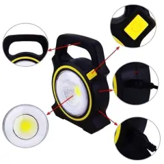2 Konumlu Cob Ledli Güneş Enerjili Çalışma Lambası El Feneri (BEYAZ)