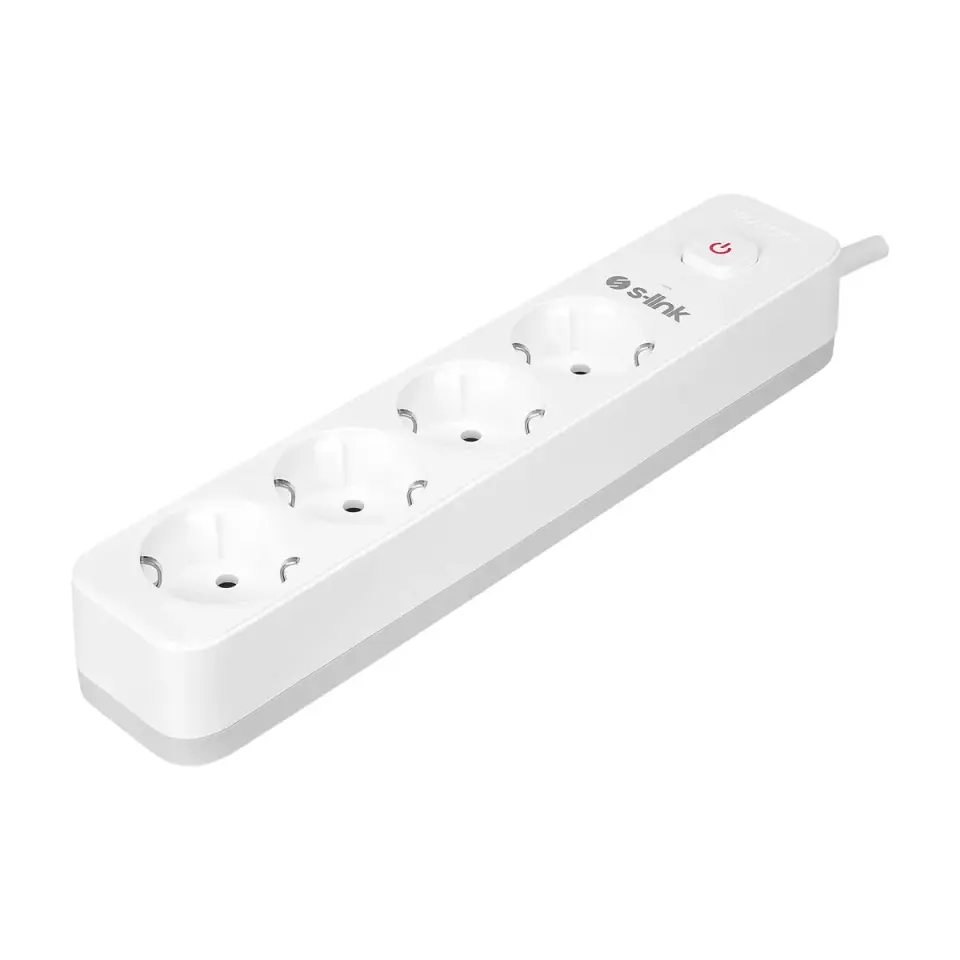 S-link 4 lü Anahtarli Akim Korumali Priz SPG401S 1.5m 1.5mm 100% Bakir 750 Joule 4 lü Anahtarli Akim Korumali Priz